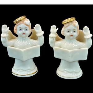 Ceramic Choir Angels Salt and Pepper Shakers Japan Corks Vintage MCM Mid Century